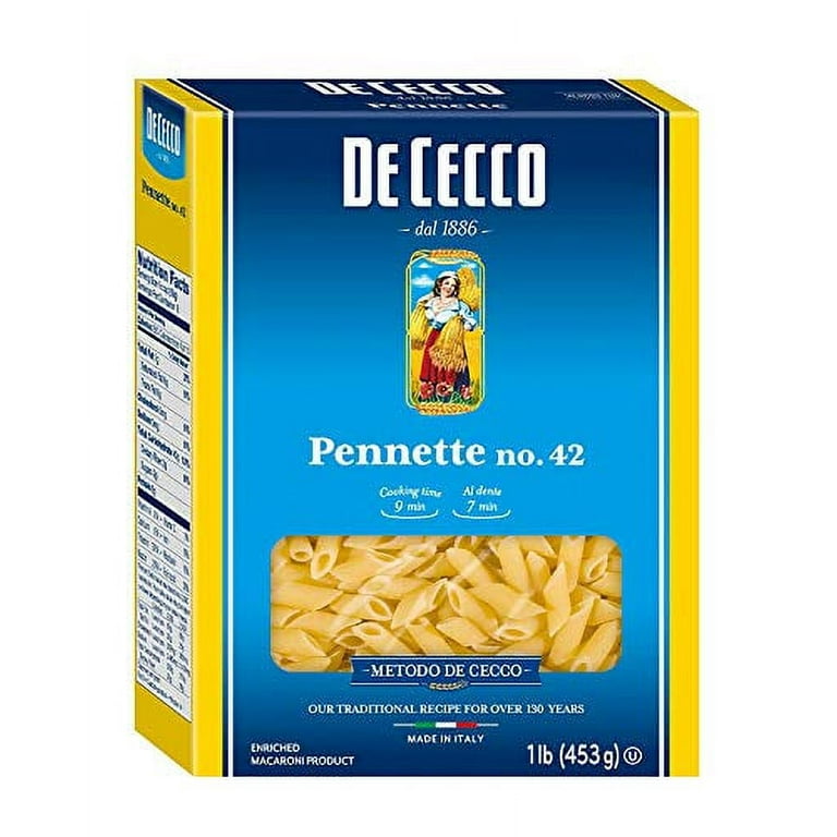 De Cecco Semolina Pasta, Pennette No.42, 1 Pound (Pack of 5) 
