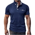 thumbnail image 2 of Men's Polo Shirts With Collar 2XL Lattice Splice Casual Fashion Button Lapel Short Sleeve T-shirt, 2 of 8