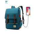 thumbnail image 6 of Deago Vintage Laptop Backpack For Women Men Travel Backpack with USB Charging Port Fashion Rucksack Fits 15.6" Notebook (Peacock Blue), 6 of 7