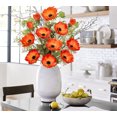 thumbnail image 3 of 28.3" Orange Artificial Poppy Flowers 3Pcs Silk Fake Poppy Flowers Real Touch Long Stem with 4 Heads for Centerpiece Bouquet Table Home Decoration, 3 of 6