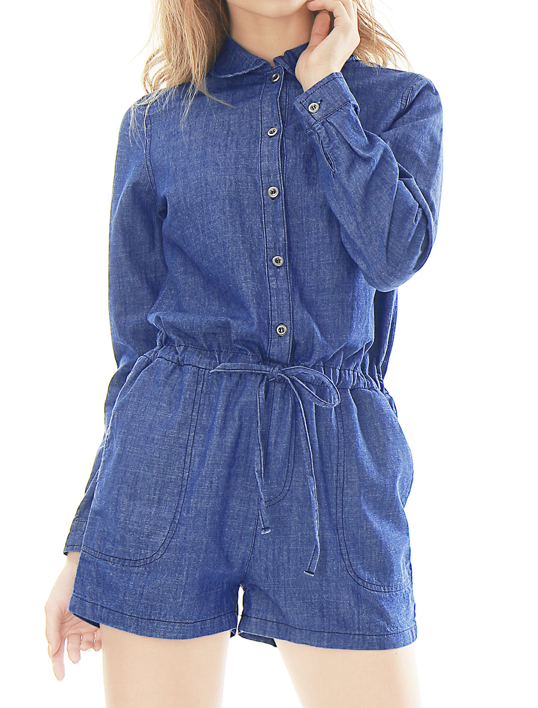 chambray romper womens