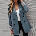 thumbnail image 6 of Women Suit Coat Lapel Long Sleeve Striped Cuffs Suit Jacket with Flap Pockets Solid Color Loose Fit Double Breasted Business Outwear, 6 of 8