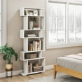 thumbnail image 4 of Costway 6-tier Storage Bookshelf S-shaped Geometric Bookcase with Anti-toppling Kits White, 4 of 9