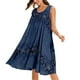 thumbnail image 1 of Vestidos de verano qucoqpe para mujer 2022, vestido bohemio informal de moda para mujer, vestido midi floral de cuello redondo de talla grande, vestido playero holgado sin mangas., 1 of 4