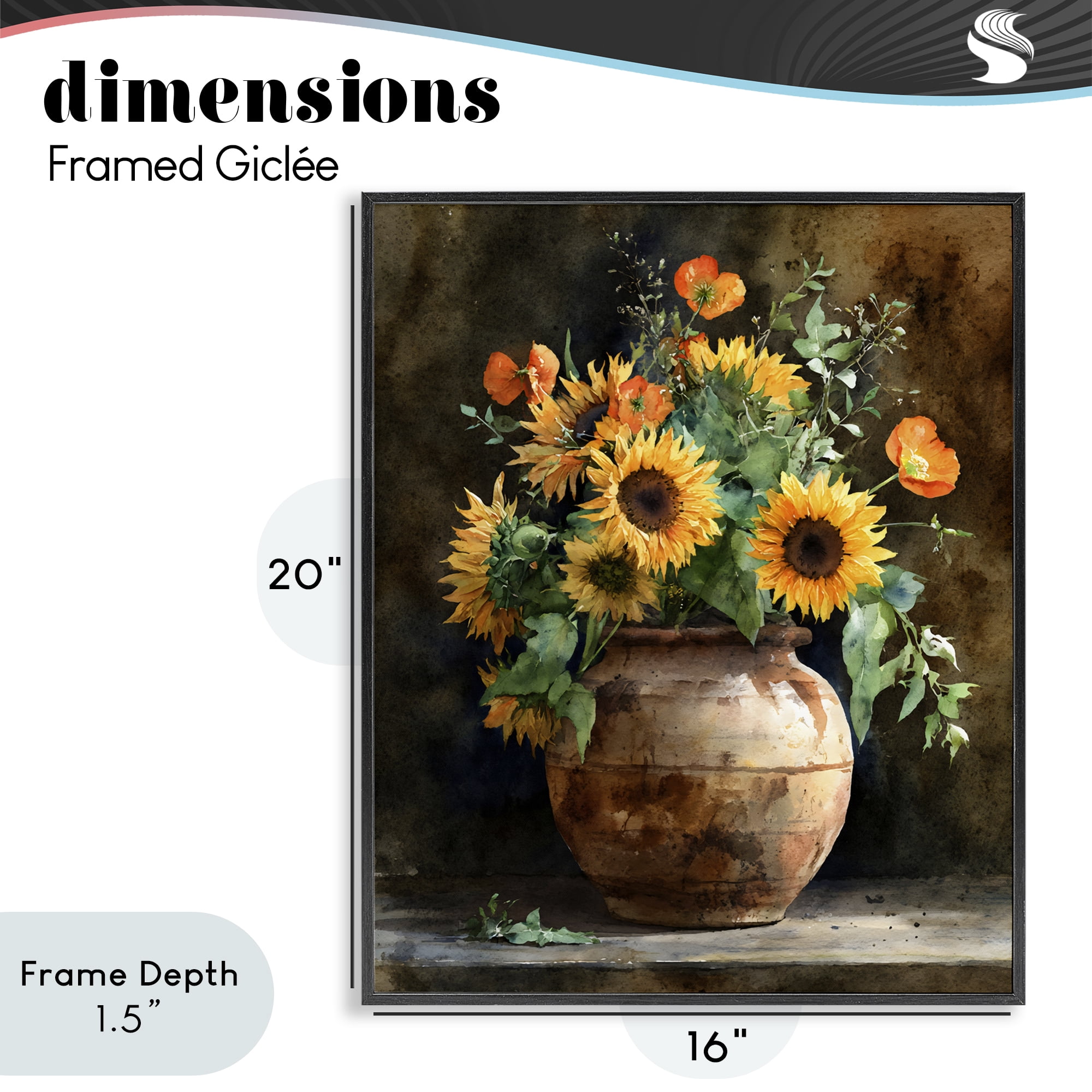 Stupell Industries Rustic Sunflower Display Black Framed Giclee Art, design by Franklyn Gregory