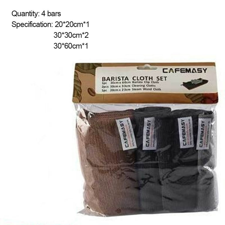 Barista Towels for Coffee Bar - CAFEMASY Pack of 3pcs Microfiber Cleaning Towel with Hook Absorbent Barista Cloths for Cleaning Espresso Machine Steam