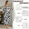 thumbnail image 3 of POLERO Long Sleeve Nightgowns for Women Black Cow Spot Print Soft Sleepshirt Button Down V Neck House Dress Loose Sleepwear for Pajama Party, 4XL, 3 of 7