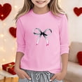 thumbnail image 2 of Girls Bowknot Short Sleeve Shirts Casual 3/4 Sleeves Girls Shirts Size 8 Crewneck Trendy Loose Tee Shirts Holiday T Shirts Size 4-5 Years,1-Pink, 2 of 4