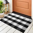 thumbnail image 3 of Unique Bargains Cotton Woven Checkered Area Rugs Floor Rug Carpet Mat Black & White 35"x24", 3 of 8