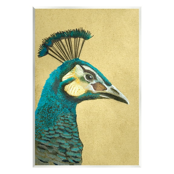 Stupell Industries Peacock Looking Right Animals & Insects Painting Unframed Art Print Wall Art, 10 x 15