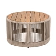 thumbnail image 4 of Outdoor Rattan Round Coffee Table, All-Weather A-cacia Wood Side Table, Handcrafted Coastal Furniture for Patio, Poolside, Garden, Beige, 4 of 9