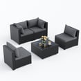 thumbnail image 5 of POTEBAN 5 Pieces Patio Conversation Set, Outdoor Black PE Wicker Sectional Sofa for Backyard Garden, Grey, 5 of 9