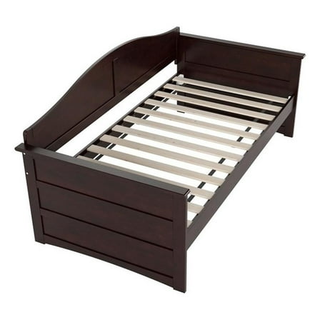 Pemberly Row Mid-Century Solid Wood Twin Daybed with Back Board in Espresso