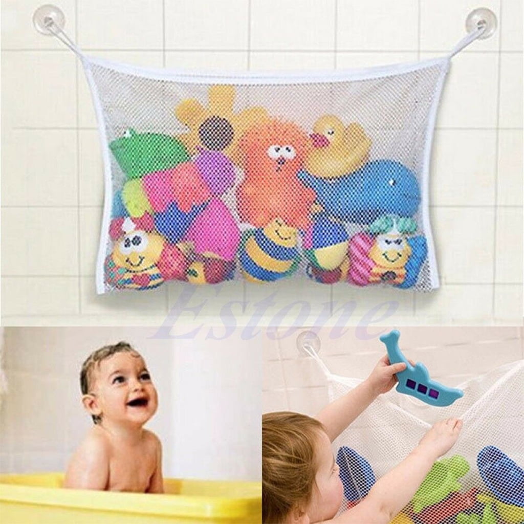 Hot Baby Kids Bath Time Toy Tidy Storage Suction Cup Bag Mesh Bathroom OrgaU WD 