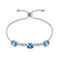 thumbnail image 5 of March Birthstone Bracelet 925 Sterling Silver Blue Aquamarine Bracelets Women Mom Jewelry Valentine Christmas Birthday Mother's Day Gift for Her, 5 of 10