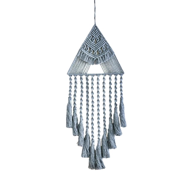 Tapiz de de macramé tejido de bohemio para colgar pared hecho gris Gloria Atrapasueños de macramé