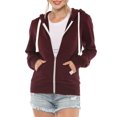 thumbnail image 1 of Urban Look Womens Active Long Sleeve Fleece Zip Up Hoodie (Large, B1 Solid_Maroon), 1 of 4