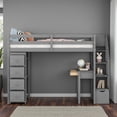 thumbnail image 2 of Tcbosik Loft Bed with Desk, Drawers and Shelves, Twin Size Wood Bed Frame with Stairs and Guardrail, Space Saving, Gray, 2 of 9