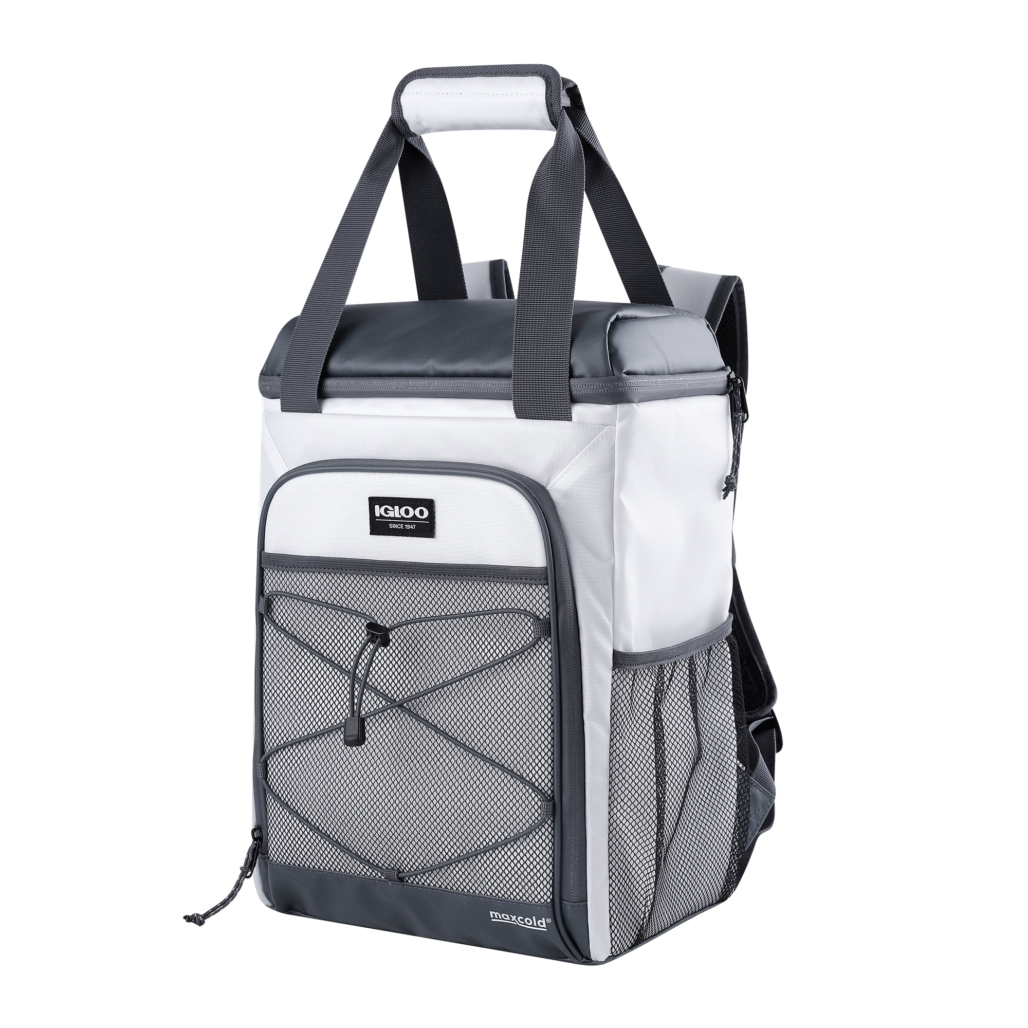 Igloo Marine Soft-Side Backpack Cooler, 28 Can Capacity, White and Gray