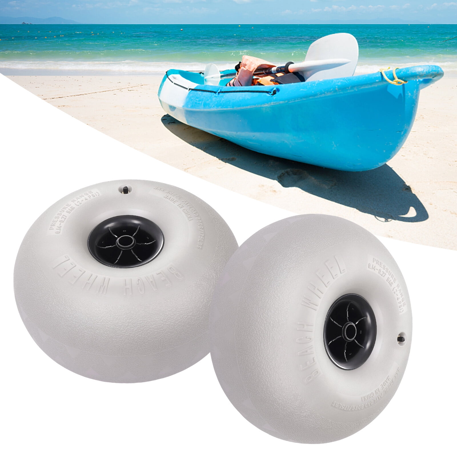 DUYIWAA Balloon Wheels, 2-Pack 16in PVC Beach Balloon Wheels Retrofit to Beach Wagon Fishing Cart Rolling Walker Wheelchair Fit for Kayak Dolly Canoe Carts Buggy