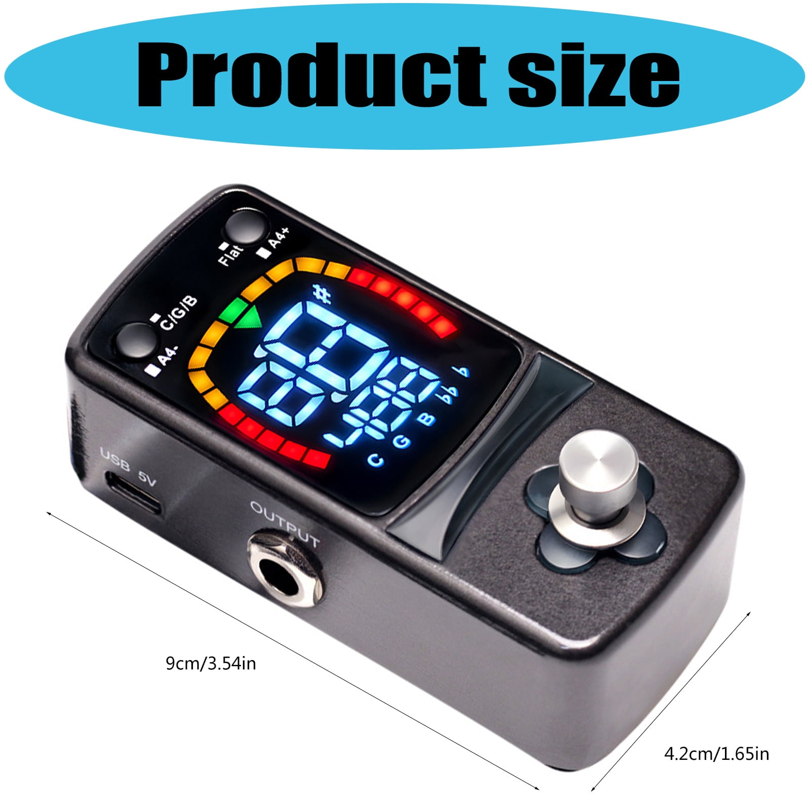 Portable Size Digital Guitar Pedal Tuner Replacement Chromatic Guitar Tuner Pedal Effect Real Bypass Design Enduring