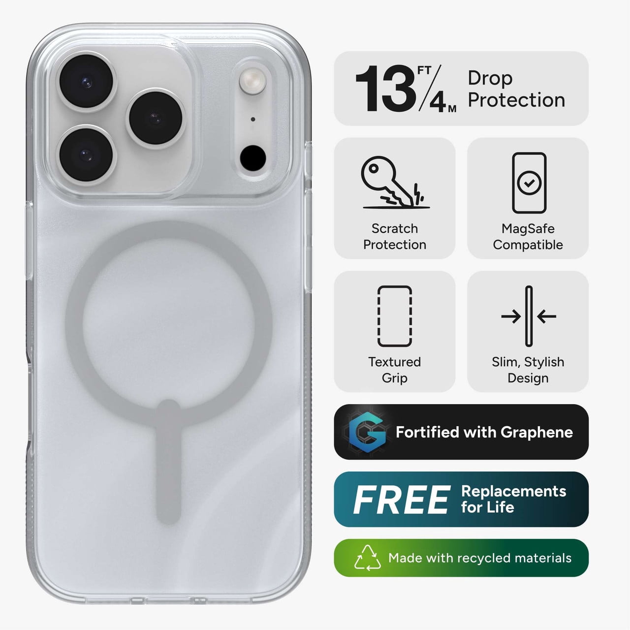 ZAGG Milan Snap Case For iPhone 17 Pro - Pink Glimmering Wave Graphene Strengthened Phone Case with Drop Protection (13ft/4m) Textured Edges & Sparkle Design MagSafe Charging Compatible