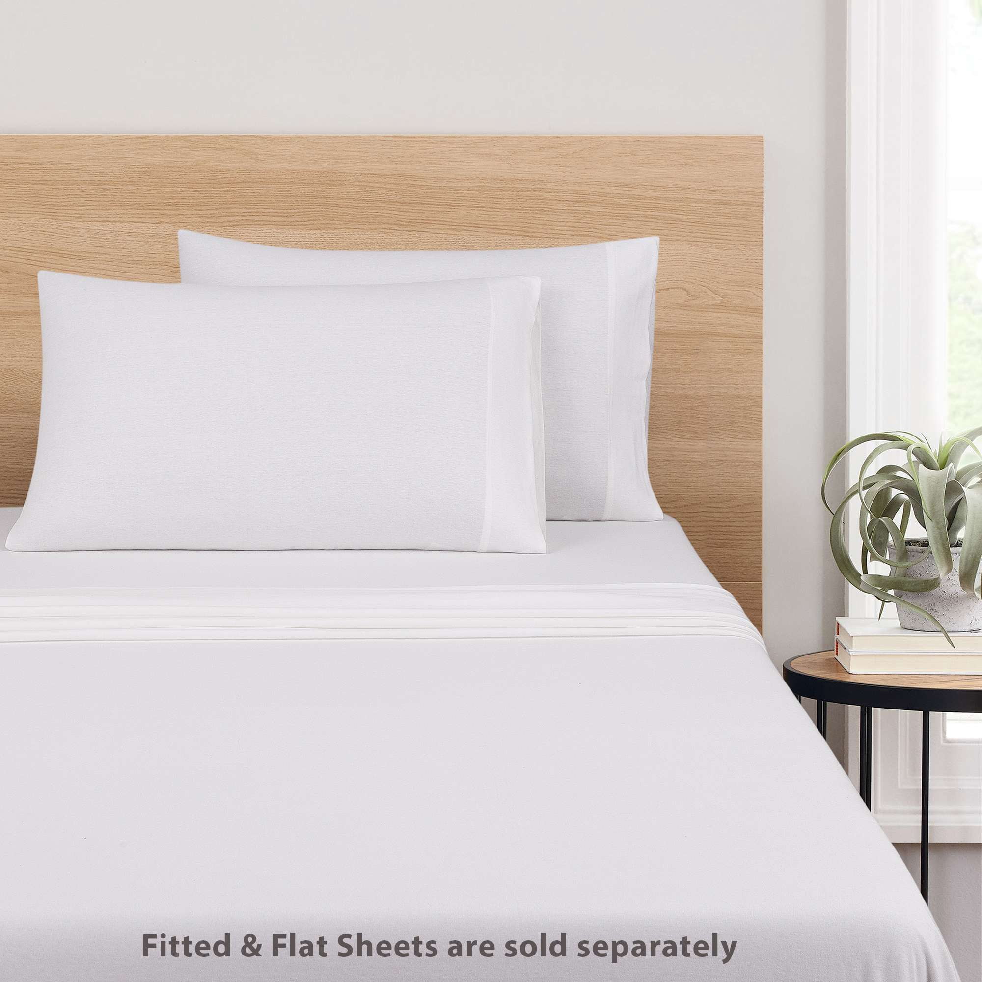 Mainstays Extra Soft Jersey Pillowcase Set, King, Arctic White, 2 Pieces