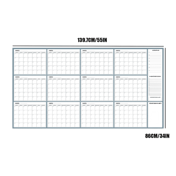 Extra Large Yearly Planner Calendar Wall Decor Eye-Catching Schedule
