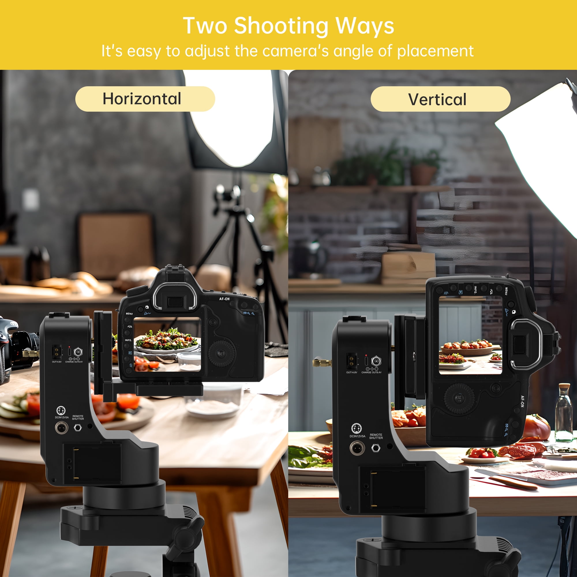 VIPQV PT5000 360° Auto Motorized Rotating Panoramic Head with Remote Control, Professional Universal Shaft, Support 5KG(11LB) Camera Pan Tilt Video Tripod Head Stabilize