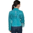 thumbnail image 3 of Scully Leather Womens Beaded Fringe Conchos Boar Suede Jacket Turquoise 2X, 3 of 3