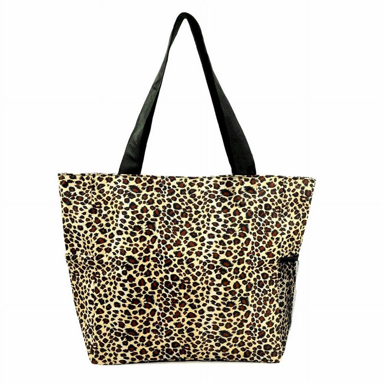 Grey Leopard Faux Fur Oversized Tote