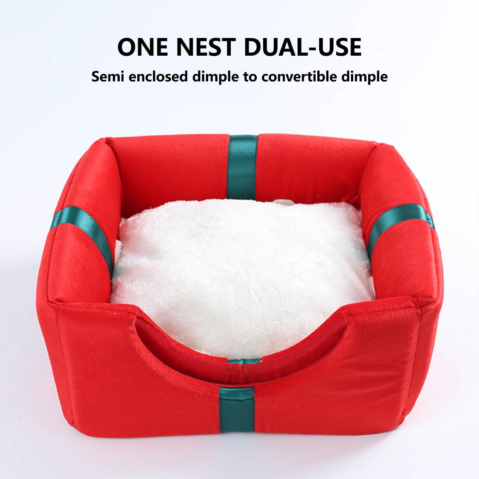 Matoen Christmas Cat Beds for Indoor Cats - Large Cat Cave for Pet, Foldable Santa Cat Hideaway