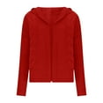 thumbnail image 4 of SuTry Womens Tops Slim Cropped Cardigan Fall Winter Soft Knit Long Sleeve Solid Color Casual Fashion Outerwear Sweater(Red#1,L), 4 of 6