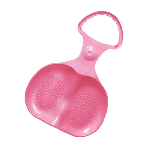Trineo de nieve familiar, juguete para exteriores, portátil, ligero, con asa, equipo de trineo, tapete deslizante para playa, exteriores, niños y Rosa