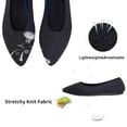 thumbnail image 5 of Frank Mully Zapatos de vestir de punto para mujer con punta en punta, zapatos cómodos para mujer, zapatos de ballet sin cordones para mujer, zapatos clásicos suaves, cuña baja, negro 7, 5 of 5