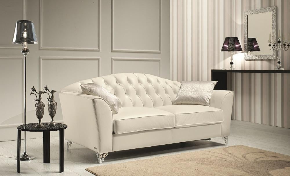 Modern White Premium Leather Living Room Sofa Bed J&M Divina