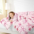 thumbnail image 4 of Homewish Cartoon Cherry Bow 3 Pieces Queen Comforter Set for Children Girls,Dreamy Princess Ultra Soft Bedding Sets,Kawaii Pink Bowknot Bedding Comforter Set,Breathable Home Decor,Reversible, 4 of 8