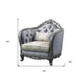 thumbnail image 3 of HomeRoots 43" Light Gray Fabric And Platinum Floral Tufted Arm Chair, 3 of 7