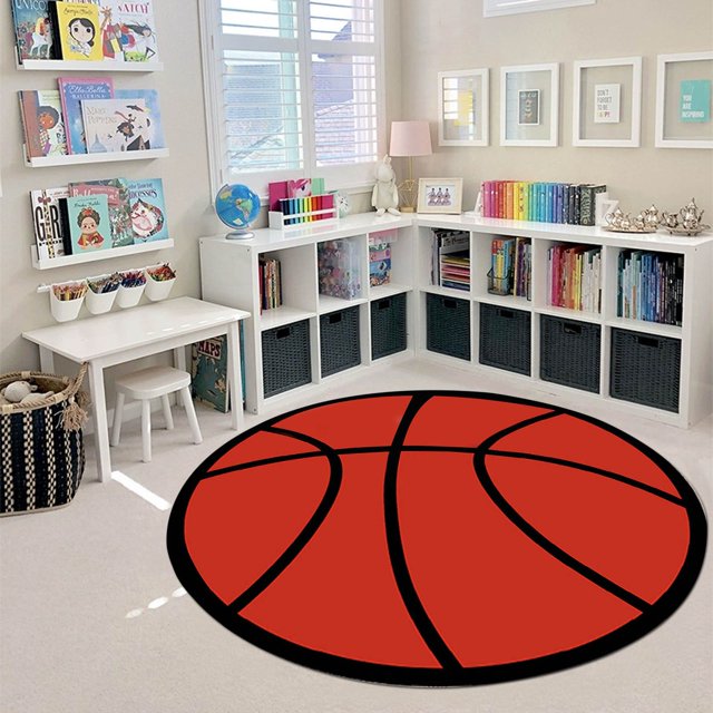 asddcavvf Belgian Velvet Round Carpet Football Basketball Rugby Baseball No. 8 Green Record Star Volleyball Computer Chair Mat Swivel Chair Non Floor Mat Game Reading Area Mat Neutral Throw Blanket