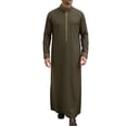 thumbnail image 2 of Ceisia Men's Long Sleeve Stand Collar Muslim Thobe Arabic Robe Traditional Religious Top Soft Breathable Lightweight Flowing Everyday Wear Gifts for Father Green M, 2 of 7