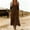 Brown, variant on Ayolanni Womens V Neck 3/4 Sleeve Solid Color Maxi Shift Dress for Daily Soft Breathable Fabric Army Green Fall Dresses for Women,L