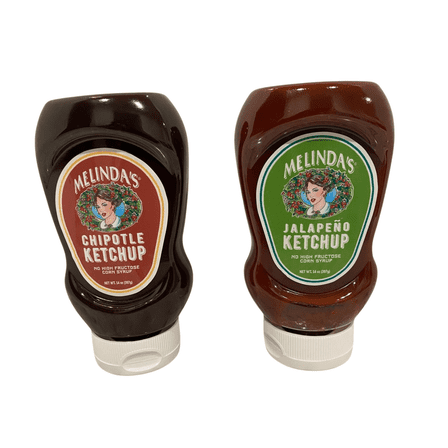 Melinda’s Chipotle Ketchup & Jalapeño Ketchup – Spicy Gourmet Ketchup Variety Pack, 14 oz Bottles, Pack of 2