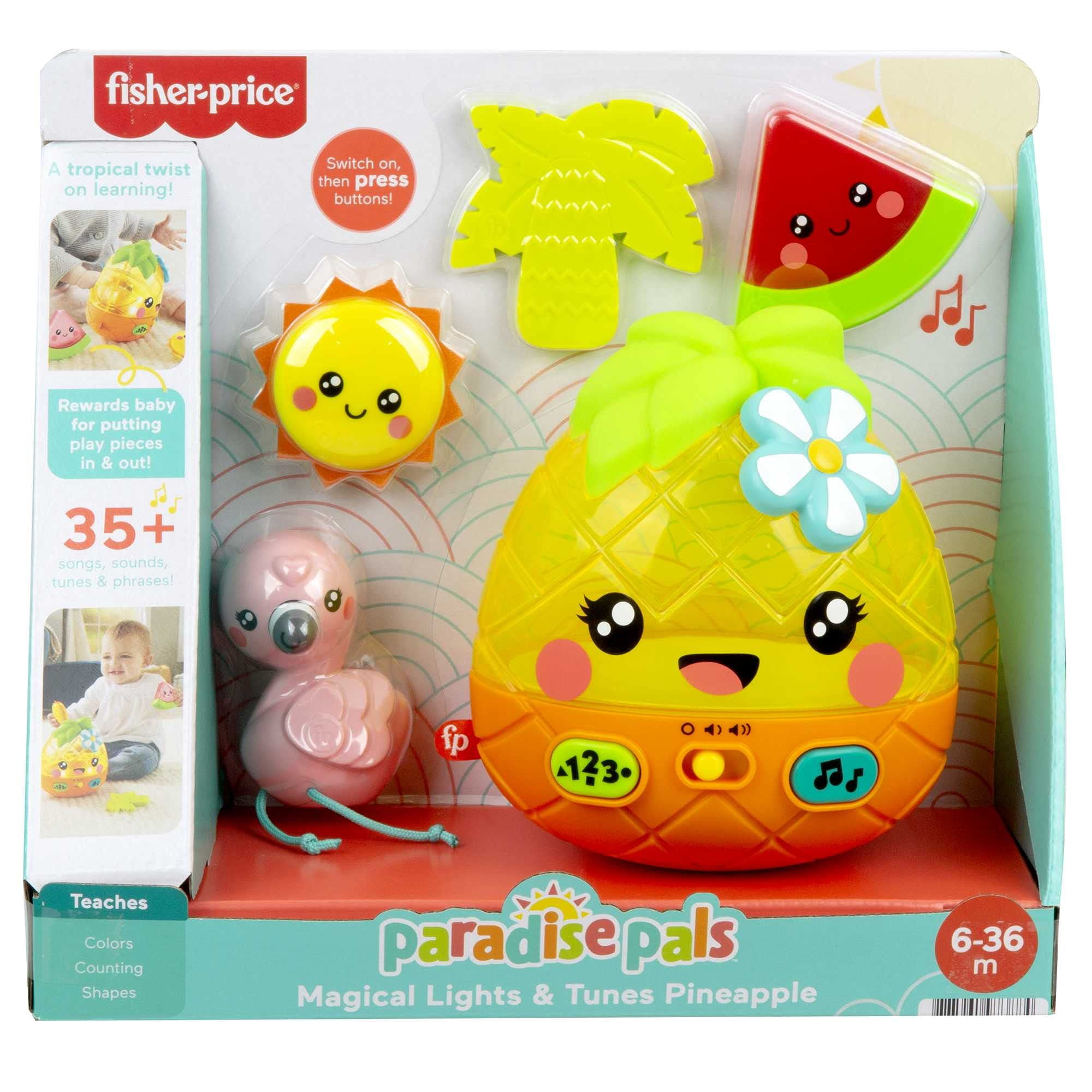 Fisher-Price Paradise Pals Magical Lights & Tunes Pineapple Toy for Baby Toddler Learning