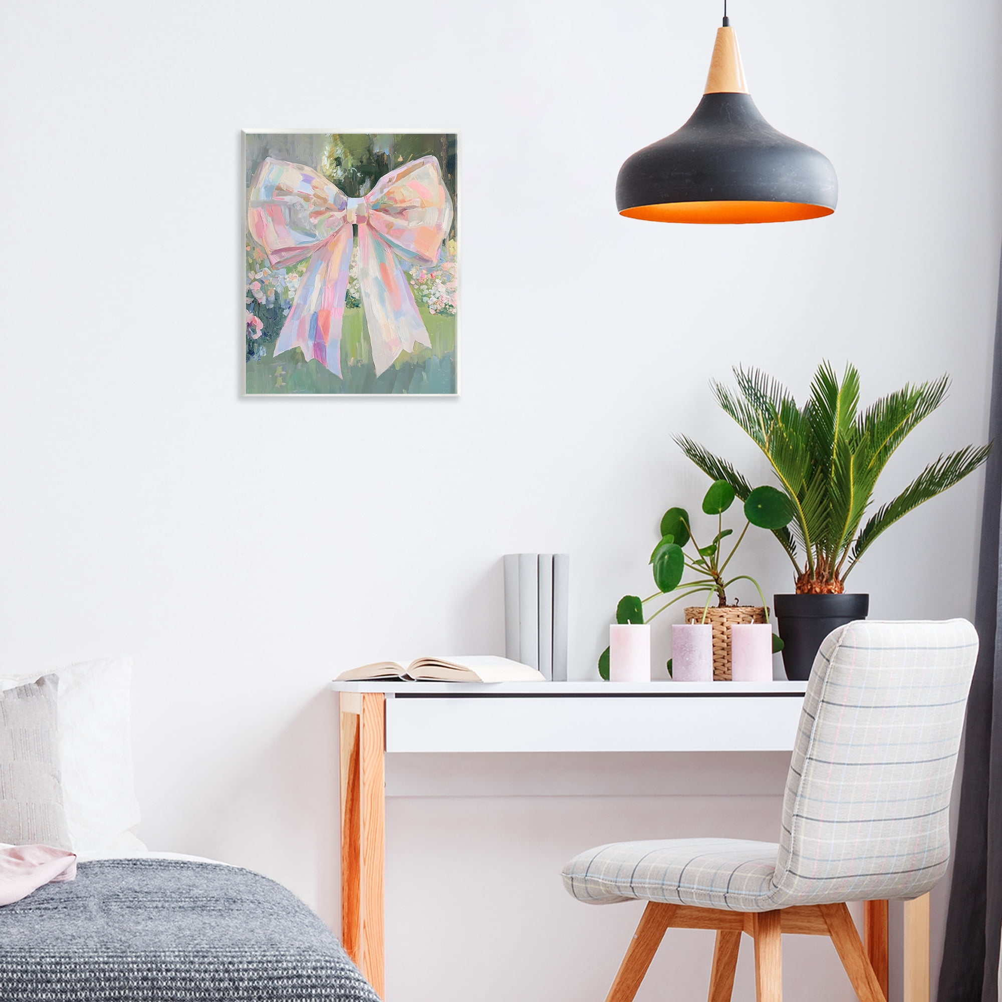Stupell Industries Iridescent Pink Bow in Garden Wall Plaque Art, design by The Prints Vibe
