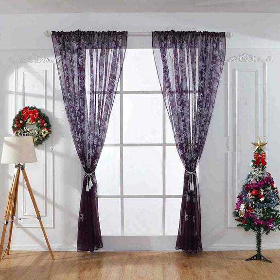 Steadline Christmas Snowflake Curtain Set 2 Pieces 200x100cm Polyester Fabric Window Decorations with Holiday Patterns for Living Room and Bedroom Festive Seasonal Home Decor