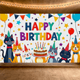 thumbnail image 7 of Cute Cat Themed Happy Birthday Background Backdrop Banner for Birthday Party Decorations Photography Props Photo Booth Decors, 7 of 7