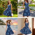 thumbnail image 5 of Jiueut Sea Turtle Pattern Matching Hawaiian Holiday Outfit Set Men's Button T-Shirt Women's Sleeveless Sundress, 2026 Scoop Neck Mini Dress Travel Outfit for Couples Beach Vacation, Size XL, 5 of 5