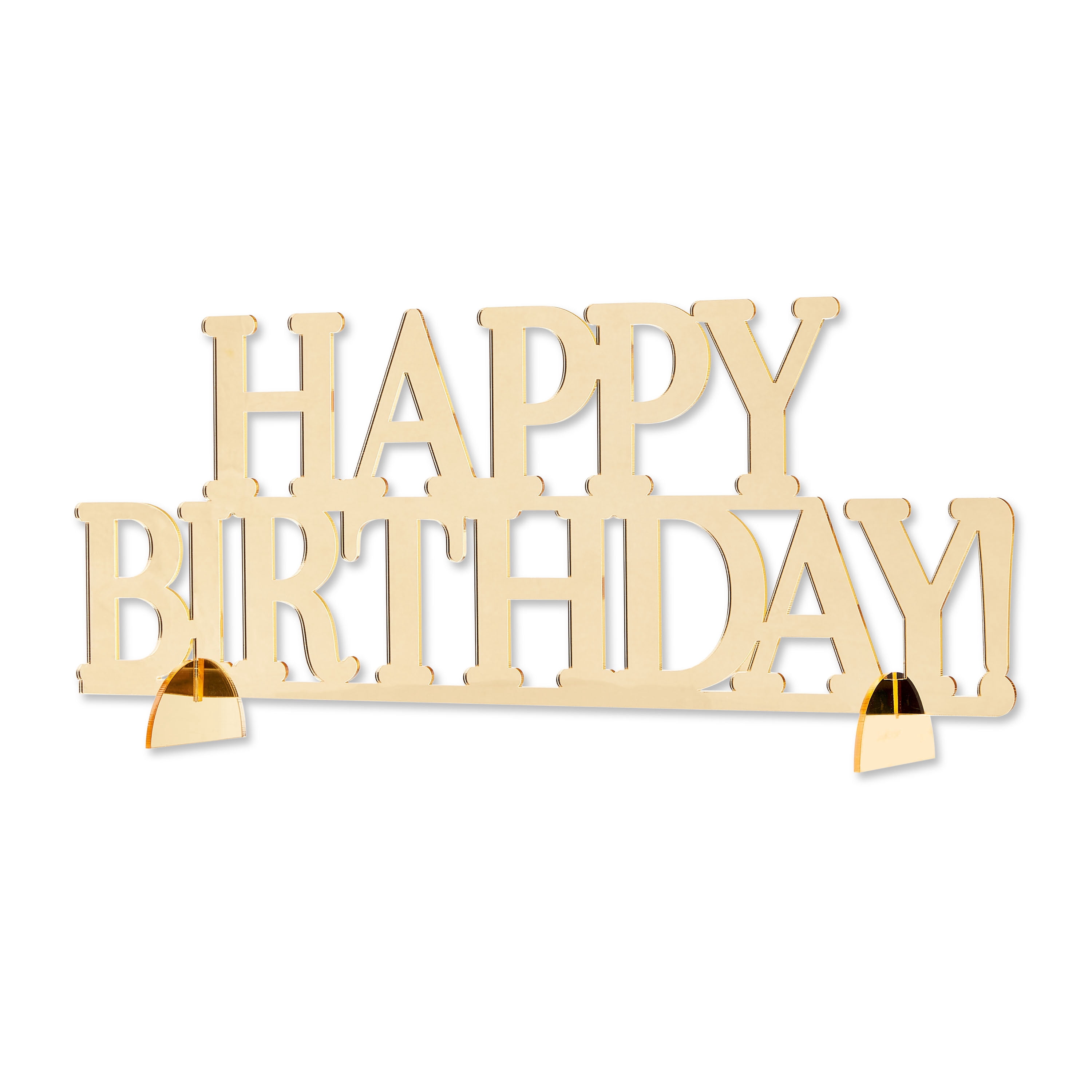 Gold Acrylic Happy Birthday Table Centerpiece, 5.5" x 14.88", by Way To Celebrate