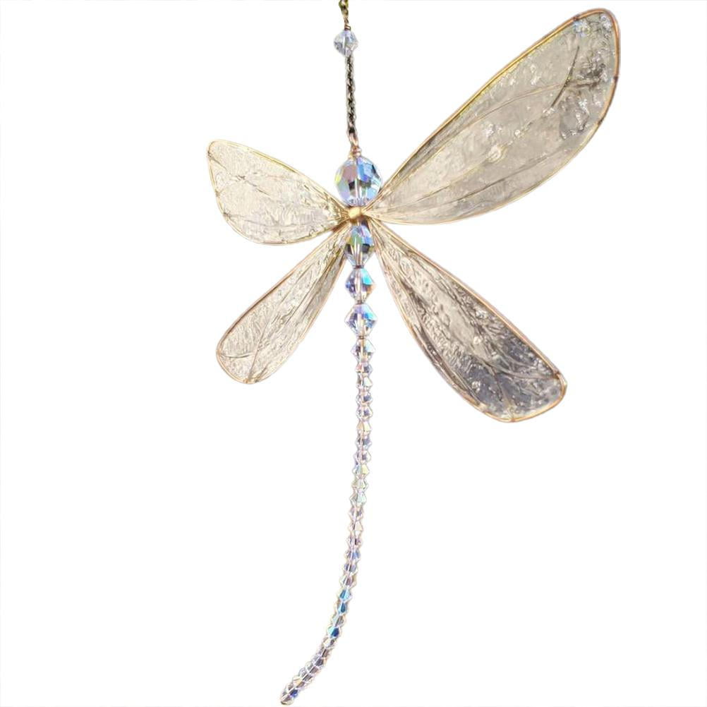 LONGWIN Set 2 Dragonfly Crystal Prisms Suncatcher Handmade Pendant Garden Decor 