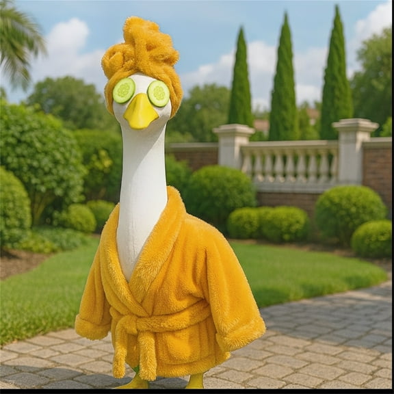 Fall Halloween Christmas Goose Outfit Porch Goose Costume Fancy Porch Geese Clothes with Wide Hat for 23" Yard Lawn, Christmas Halloween Goose Decoration